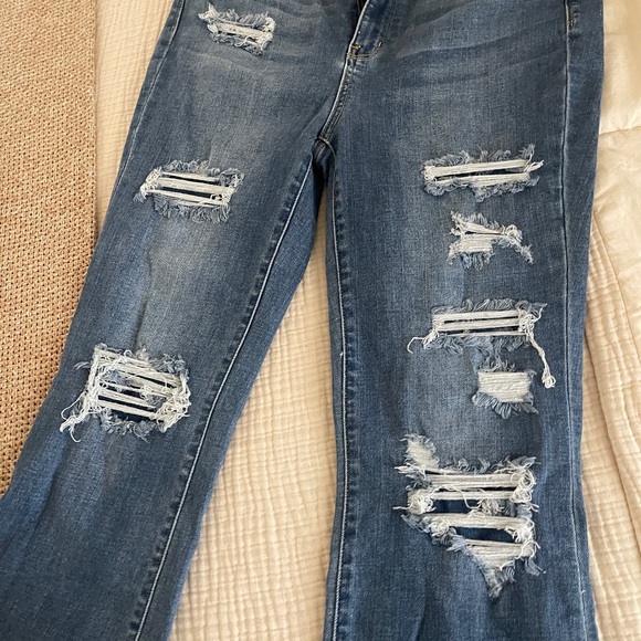 Judy Blue high waisted distressed boot cut Jeans woman’s 32 western cowgirl - Picture 4 of 8